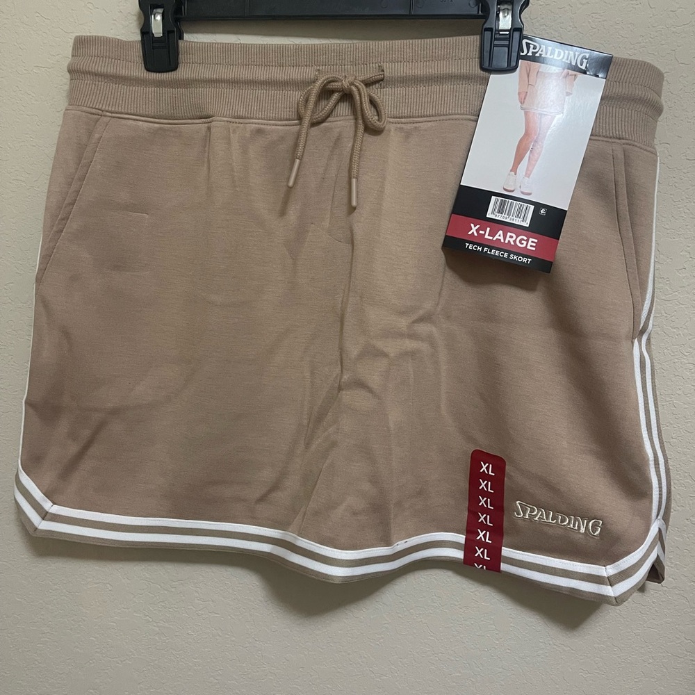 Spalding Brown Fleece Shorts with White Trim